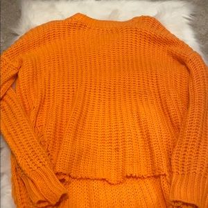 Orange distressed oversized sweater
